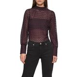 QS - Shirt - Aubergine - Lange Mouw - Effen - Opstaande Kraag