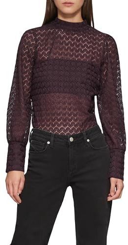 QS - Shirt - Aubergine - Lange Mouw - Effen - Opstaande Kraag