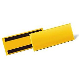 Durable 175704 Magnetische documenthouder voor etiketten 1/2 A5 liggend formaat (210 x 74 mm), verpakking 50 stuks, geel