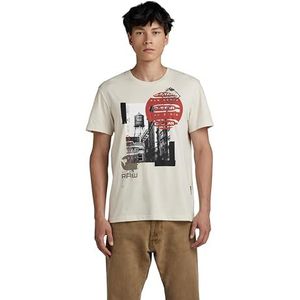G-STAR RAW Building Graphic T-shirt voor heren, beige (Whitebait D24698-336-1603), L