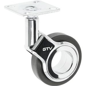 GTV - Meubelwielen GIRA | zwenkwielen | wielen voor meubels | zonder rem | diameter 60 mm | van kunststof en staal | zwart + chroom