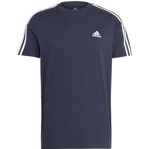 adidas Heren Essentials Single Jersey 3-strepen T-shirt met korte mouwen, Legend Ink/Wit, M Short
