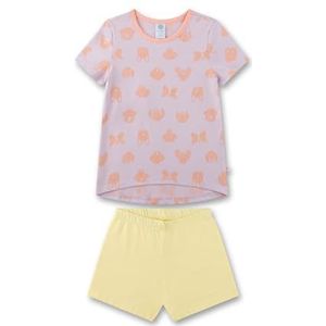 Sanetta Meisjespyjama roze | Hoogwaardige en comfortabele pyjama van biologisch katoen voor meisjes met korte mouwen pyjama met honden-allover | pyjamaset voor meisjes, roze, 98 cm