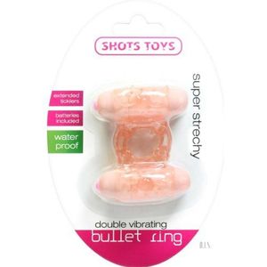Shots Toys - Vibrerende dubbele ring met dubbele ring, huidskleur, 1 stuk