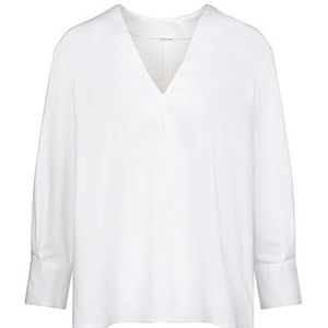 Seidensticker Damesblouse, modieuze blouse, regular fit, V-hals, lange mouwen, katoenmix, wit, 36
