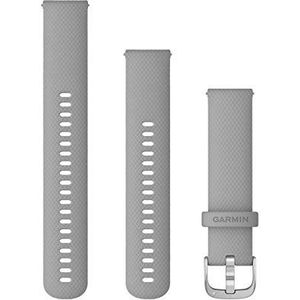 GARMIN Quick Release Horlogebandje, Siliconen, 20 mm, Poedergrijs met Zilveren Sluiting