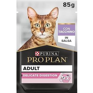Purina Pro Plan Natvoer voor volwassen katten met gevoelige spijsvertering met Turkije, 26 zakjes van 85 g