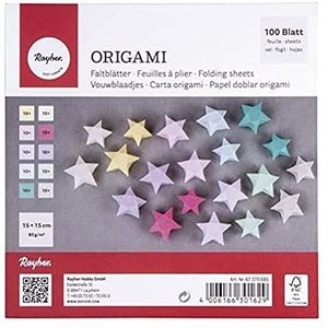 Rayher Origami-vouwbladen, FSC Mix Credit, pastel, 15x15cm, 80g/m2, zak 100vel, 67370685