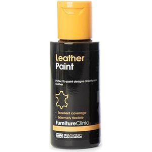 Furniture Clinic Leerverf - Voor het schilderen van alle lederen: schoenen, handtassen, kleding, enz. Flexibel en duurzaam (zwart, 50ml)