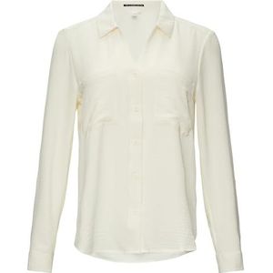 s.Oliver - Damesblouse - Wit - V-hals - Lange Mouwen