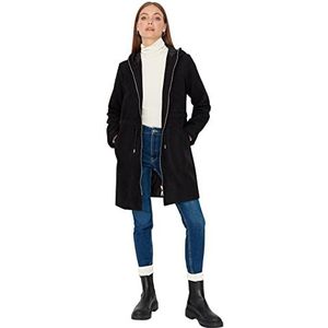 Trendyol Vrouwen Regular Parka Hood Geweven Jas, Zwart, 60