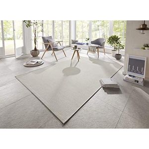 Millau Tapijt voor binnen en buiten, 80 x 150 cm, laagpolig, weerbestendig, waterdicht, modern, effen, design voor terras, balkon, woonkamer, slaapkamer, eetkamer, keuken, hal, in beige taupe