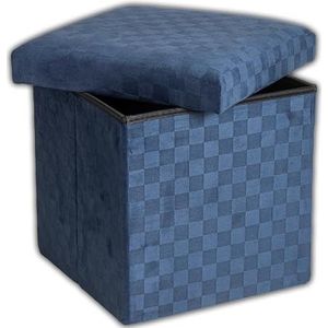 IPEA Vierkante stoffen zitzak, 30 x 30 cm, robuust en elegant, inklapbaar, met ruitpatroon, voor thuis, woonkamer, slaapkamer, kruk, ruimtebesparend, blauw