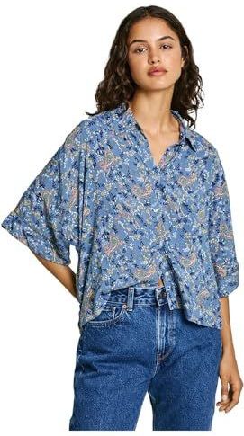 Pepe Jeans - PL304876 - Overhemd - Blauw - Relaxed Fit - 3/4 Mouw - Paisleyprint