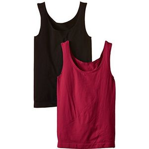 Luigi di Focenza Dames Top 1677, 2-pack, Gr. 38 (fabrieksmaat: S/M), meerkleurig (bordeaux-zwart 348/001)