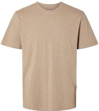 SELECTED - SLHASPEN - T-shirt - Lichtbruin - Normale Pasvorm - Kwartmouw