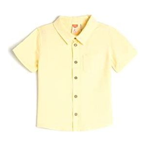 Koton Babyboy Shirt Linnen Blend Korte Mouwen Single Pocket Detail, geel (152), 9-12 Maanden