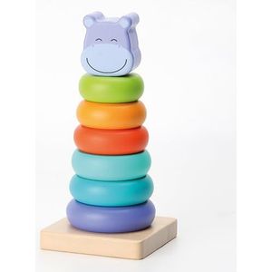 Jocca Houten babyspeelgoed, Montessori-stapeltoren, leerspel, stapelbare piramide met kleurrijke babyringen, sensorisch educatief speelgoed, vanaf 12 maanden