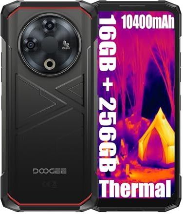 DOOGEE Fire 6 Thermique Téléphones Portables Débloqués 4G Robustes, 16 Go + 256 Go, 10400 mAh/18W Smartphone, 50 MP + 8 MP, 6,56 Pouces, NFC/Face ID, Téléphone Indestructible Noir