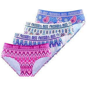 FREEGUN Damesslip, vrouwelijk ondergoed, comfortabel en zacht (4 stuks), roze/wit/paars/blauw, XL