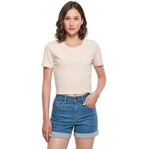Build Your Brand Dames T-shirt Dames Cropped Tee, kort gesneden T-shirt voor vrouwen, regular fit, maten XS - 5XL, roze, XS