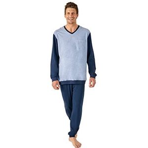 Damart - Pyjamaset met lange mouwen en shorts van puur gekamd katoen, Navy Blauw, XL