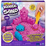 Kinetic Sand Shimmer - Zandkasteel-set met 453 g roze glinsterend speelzand 3 vormpjes en 2 stuks gereedschap - Sensorisch speelgoed