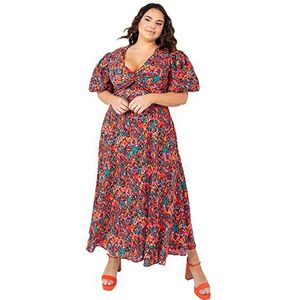 Lovedrobe Womens dames plus size jurk tropische V-hals boog detail zomer maat 16, Tropisch, 42