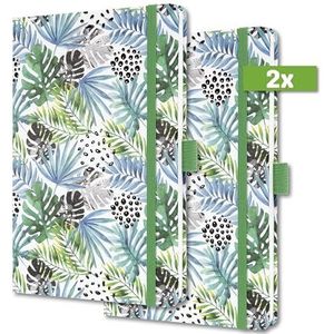 SIGEL J4355 Jolie Agenda semainier 2024, Green Jungle Fever, 13,5 x 20,3 cm, couverture rigide, 174 pagina's, vert, blauw clair, 2 stuks