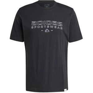 adidas Heren TECH LINEAR GRAPHIC TEE, BLACK, L