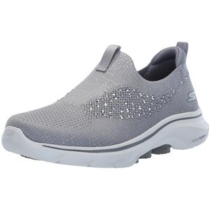 Skechers Dames Go Walk 7 Bling Sneaker, Grijs, 36 EU