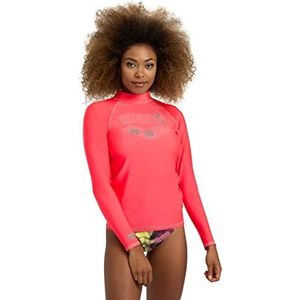 ARENA Dames Rash Vest L/S Graphic Guard Shirt, Fluo Red-Jade, XS, Fluo Red-jade, XS