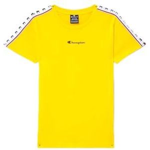 Champion Legacy Retro Sport B-Tape S/S Crewneck T-shirt voor kinderen en jongeren, Geel, 9-10 anni