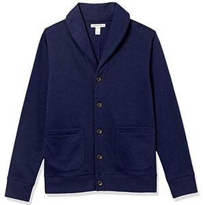 Amazon Essentials Fleece Sjaalhalsvest voor heren, lange mouwen,marineblauw,XS