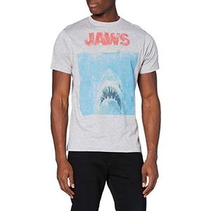 Jaws Filmposter T-shirt voor heren, Grijs (Grijs Marl Spo), XL