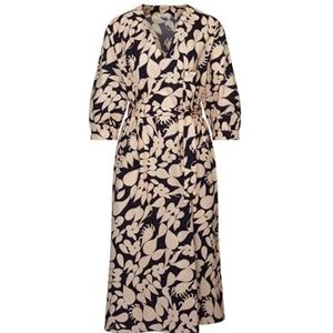 Seidensticker Blousejurk voor dames, met ceintuur, regular fit, maxi-jurk, V-hals, 3/4-mouwen, 100% katoen, Donkerblauw, 38