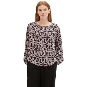 TOM TAILOR Damesblouse, 33990 - Zwart Paars Abstract Design, 40