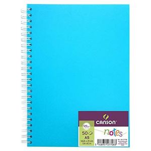 Canson Notitieboek met 50 vellen, A5, 120 g, spiraalbinding, polypro-omslag, blauw