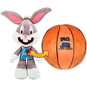 Space Jam 2: A New Legacy Officiële Collectable Character Bugs Bunny 12 Inch Pluche: Het transformeren van knuffelig zacht speelgoed van insecten naar basketbal