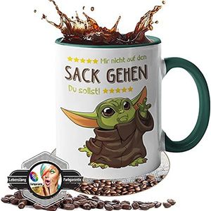 Mok met spreuk - Geschenk - [Levenslange kleurgarantie] - Mir nicht auf den Sack gehen 2021 - Koffiemok - Kantoor - (wit-groen)