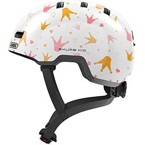 ABUS kinderhelm Skurb Kid - robuuste fietshelm in skaterlook met ruimte voor een vlecht of staart in diverse designs - voor meisjes en jongens - Wit, maat S