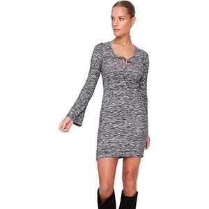 TRENDYOL Dames Woman Mini A-lijn capuchon gebreide jurk, zwart, XS, zwart, L