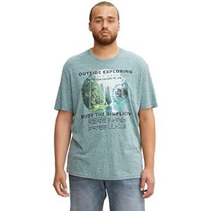 TOM TAILOR Uomini Plusize T-shirt met fotoprint 1034742, 30399 - Rough Green Snow Melange, XXL