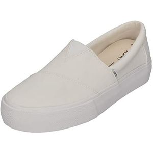 TOMS Fenix Platform Slip-on Sneakers voor dames, Wit gewassen canvas, 36 EU