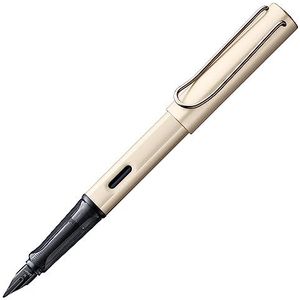 LAMY Lx edele vulpen 058 gemaakt van lichtgewicht aluminium in de kleur palladium met edelmetaal afwerking en zwart glanzende PVD stalen veer, incl. inktpatroon LAMY T 10 in blauw en