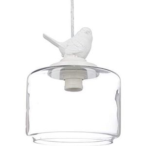 Relaxdays hanglamp glas, vogel, vintage design, voor woonkamer, eettafel, E-27 fitting, plafondlamp, transparant