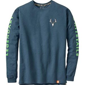 Legendary Whitetails Mens Long Sleeve T-Shirt Graphic Tee Preshrunk 100% Heavyweight Cotton, Slate, SML
