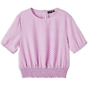 NAME IT Girl's NLFECKALI SS Crop TOP T-shirt, Lilac Chiffon/Checks: Checks, 146/152, Lilac Chiffon/Checks: checks, 146/152 cm
