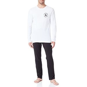 Bestseller A/S Heren Jacbasic Logo Ls Tee and Loungepants Set T-shirt, White/Pack: Pants Black, XL, Wit/pak: broek zwart, XL