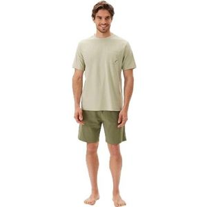Dagi Light Green Fashion Gebreide Regular Taille Supreme Korte Leg Korte Mouw Crew Neck T-Shirt & Shorts, Lichtgroen, L, lichtgroen, L